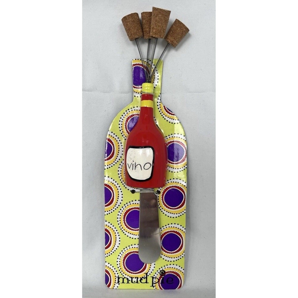 Mud Pie Crazy Cork Spreader Knife Vino Ceramic Metal Cork NWT